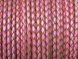 10m Lederband geflochten Pink Natur 4mm