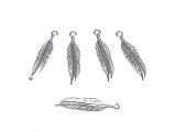 Charms Feathers Silverplated 32mm 5 PCS
