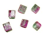 Crackle Glass Beads 8mm Cubes Watermelone 10pcs.