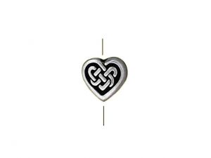 Celtic Heart Bead Silverplated Pewter