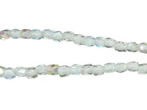 Czech Fire-Polished Glass Beads Crystal AB 2mm round 50 Pcs
