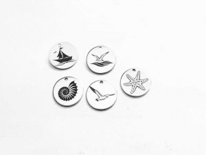 Carms Marine Motifs 12mm Stainless Steel Engraved 5 Pieces