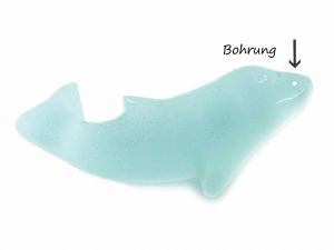Sea Glass Pendant Dolphin Sea Green 36mm
