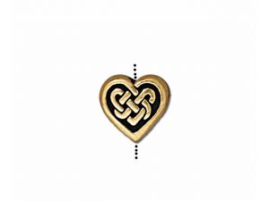 Celtic Heart Bead 9mm Goldplated Pewter