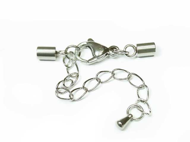 Clasps for leather jewelery with extension chain