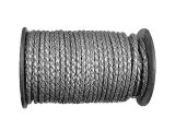 Leathercord spool braided grey metallic 6mm