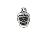 Charm Sugar Scull Silverplated Pewter