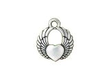 Charm Winged Heart Silverplated