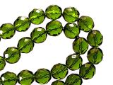 Faceted Glassbeads Khaki 12mm