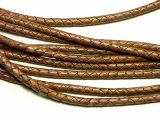 Leathercord Braided Antique Lightbrown 5mm