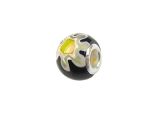 Millefiori Big Hole Bead Black-Yellow 14mm