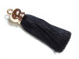 Pendant Tassel 70mm Black With Gold-Colored Cap
