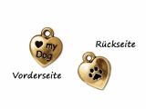 Charm Heart Love My Dog Pewter Goldplated 12mm