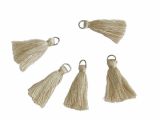 Tassels Cotton With Jump Ring Beige 5 Pcs.