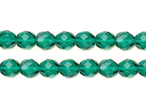 Faceted firepolished Glass Beads Emerald 8mm