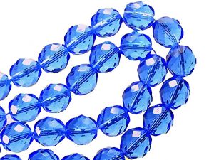 Faceted Glassbeads Saphire 12mm