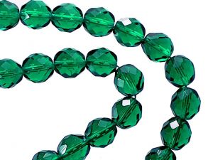 Faceted Glassbeads Emerald 12mm
