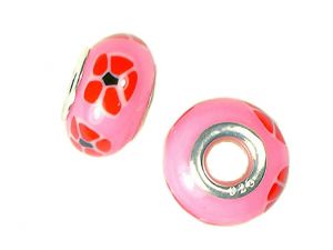 Bighole Bead Fimo Red Flower