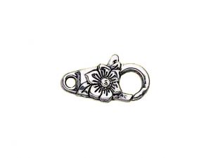 Silver Plated Lobster Claw Clasp With Flower