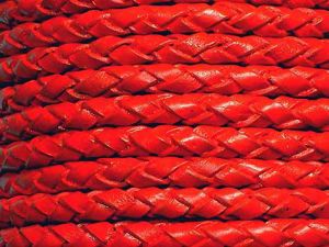 Leathercord Braided 4mm Coralred