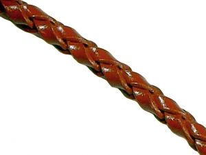 Leathercord braided cognac 5mm