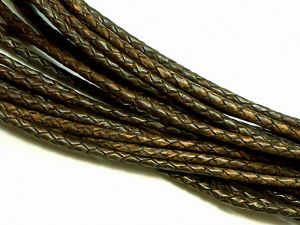 leathercord braided antique 3mm dark brown