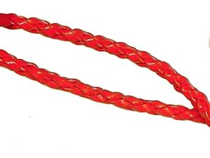 Leathercord braided coralred 3mm
