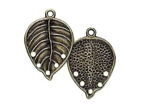 Earring Charm Leave Antique Brass