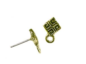 Earstud surgical steel goldplated square
