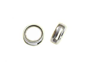 Slider Bead With Setting Silver Plated