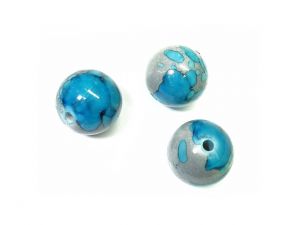 Acrylic Beads Turquoise Blobs 25mm round 3 pcs
