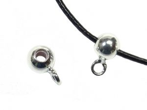 Hollow bead pendant eye 5mm silver plated 3 pieces