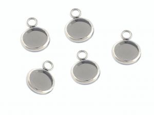 Charm Cabochon Setting 12mm Stainless Steel 5 PCS
