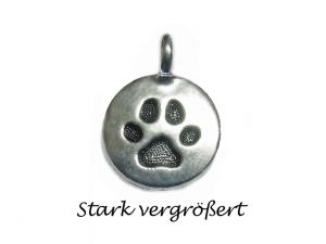 Charm Paw Print Silverplated Pewter 16mm