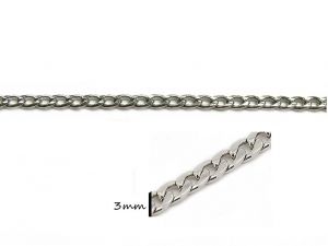 Stainless Steel Curb Chain 3mm Unfinished