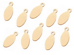 Logo Tags Stainless Steel Gold Plated Loop Ovale 16mm 10 pcs