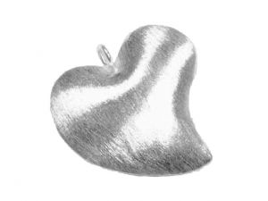 Heart Pendant Brushed Fine Silver 23mm