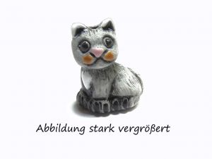 Keramikperle graue Katze Peru 19mm