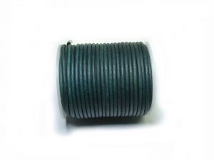 Leather Cord 3mm Round Dyed Dark Emerald