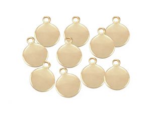 Logo Charms 8mm With Loop Stainless Steel Gold Plated 10pcs
