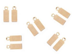 Logo Charms Rectangle 304 Stainless Steel Goldplated Mini 10 Pcs