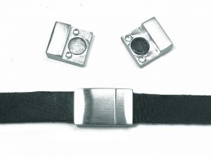 Magnetverschluss Edelstahl Rechteck für flache Bänder 10mm