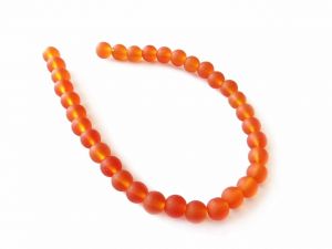 Sea Glass Beads Tangerine 6mm round 34 pcs.