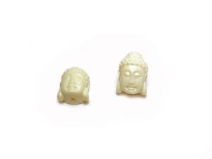 Perle Buddha Kopf 15mm Resin elfenbein 2 Stück