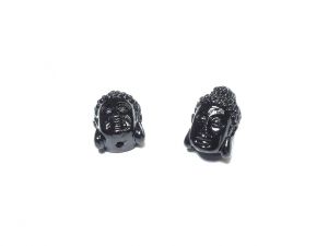 Perle Buddha Kopf 15mm Resin schwarz 2 Stück