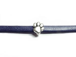 Slider Bead Paw Silver Plated For 5mm Flat Cords
