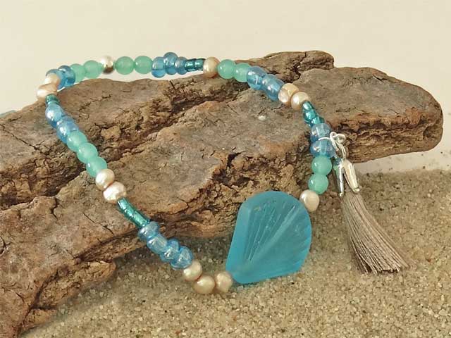 sea glass-bracelet-shell